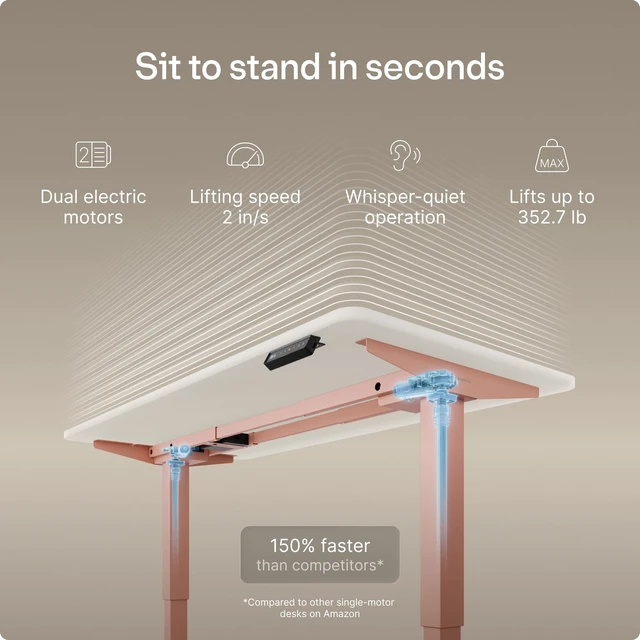 Alt view image 3 of 5 - Desktronic Height Adjustable Standing Desk Frame Ergonomic Sit Stand Desk Frame, Electric Dual Motors 353 lbs, USB & USB-C Charging, Wobble-Free, Touchscreen, 3 Memory Presets, Anti-Collision