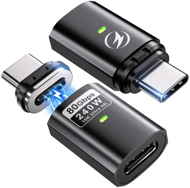 Main image of 240W USB C Magnetic Adapter, 2 Pack 24 Pin Straight Adapter Dust Plug