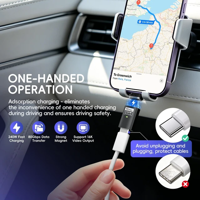 Alt view image 3 of 5 - 240W USB C Magnetic Adapter, 2 Pack 24 Pin Straight Adapter Dust Plug