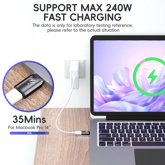 Alt view image 4 of 5 - 240W USB C Magnetic Adapter, 2 Pack 24 Pin Straight Adapter Dust Plug