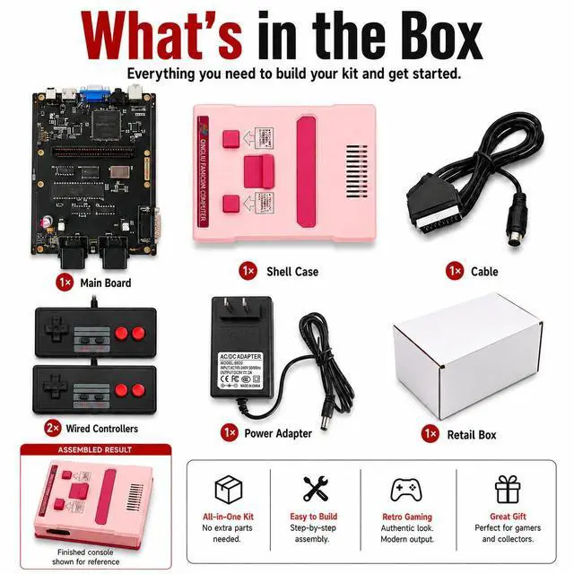 Alt view image 2 of 7 - NES Retro Game Console - 2 Controllers Power ArcadeRetro Arcade HDMI VGA RGBS S-Video AV Output Ports Electronic Gift set new retro game console