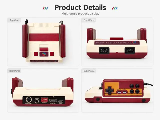 Alt view image 3 of 7 - "FC Little Powerhouse"an FPGA-based retro game console featuring HDMI and RGB output, a plug-and-play wired design, and compatibility with classic game cartridges and various memory cards.