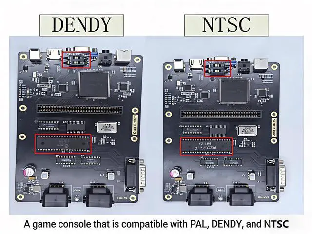 Alt view image 3 of 6 - Generic Brand Retro Game Console RGB FC Famicom with HDMI Port, Multi-Output Support (RGB, AV, VGA, S-Video), Compatible with PAL, Dendy, NTSC Formats, Enhanced Visual Clarity Red NTSC