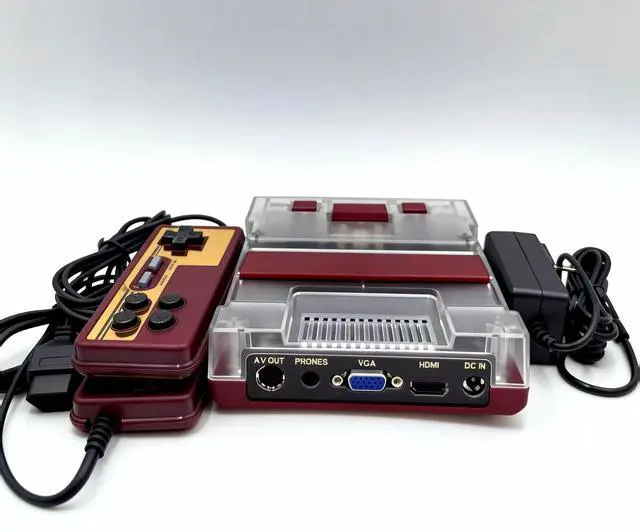 Alt view image 5 of 7 - Generic Brand Retro Game Console RGB FC Famicom with HDMI Port, Multi-Output Support (RGB, AV, VGA, S-Video), Compatible with PAL, Dendy, NTSC Formats, Enhanced Visual Clarity Transparent NESC