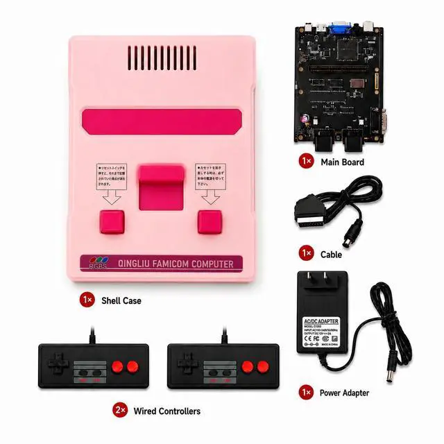 Main image of NES Retro Game Console - 2 Controllers, Power Supply, HDMI, VGA, RGBS, S-Video, AV Output Ports, Electronic Gift Set, Brand New Retro Game Console,