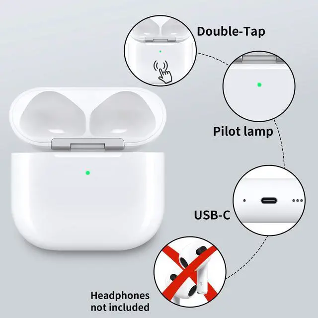 Alt view image 7 of 7 - BRILLESS Wireless Charging Case Replacement Compatible with AirPods 4th Charge, for Air Pods USB C Charger Case with Motion Sensor (No Headphones)