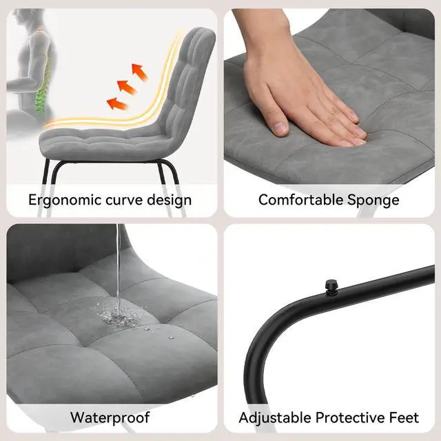 Alt view image 5 of 6 - 31.5" Round Dining Table and Chairs for 2, Mid Century Modern Round Table Set, Space Saving for Apartment Kitchen Dining Room Gray Table +Dark Gray Chairs