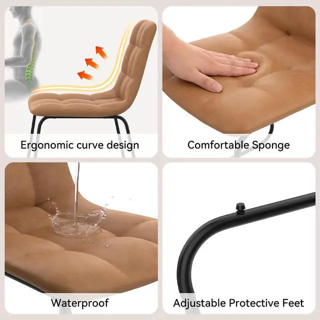 Alt view image 5 of 6 - 31.5" Round Dining Table and Chairs for 2, Mid Century Modern Round Table Set, Space Saving for Apartment Kitchen Dining Room Gray Table +Brown Chairs Walnut Table +Brown Chairs