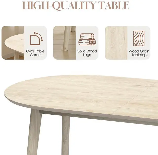 Alt view image 3 of 5 - 63 Inch Dining Table Set for 4 / 6,Modern Wood Dining Table,Leather Dining Chairs 4 / 6,Table and Chairs Set of 4 / 6,Ideal for Kitchen Dining Room