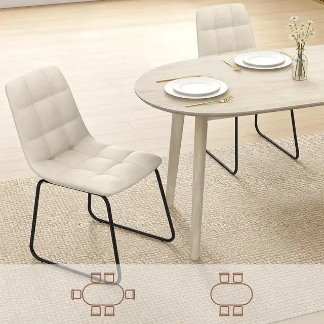 Alt view image 4 of 5 - 63 Inch Dining Table Set for 4 / 6,Modern Wood Dining Table,Leather Dining Chairs 4 / 6,Table and Chairs Set of 4 / 6,Ideal for Kitchen Dining Room