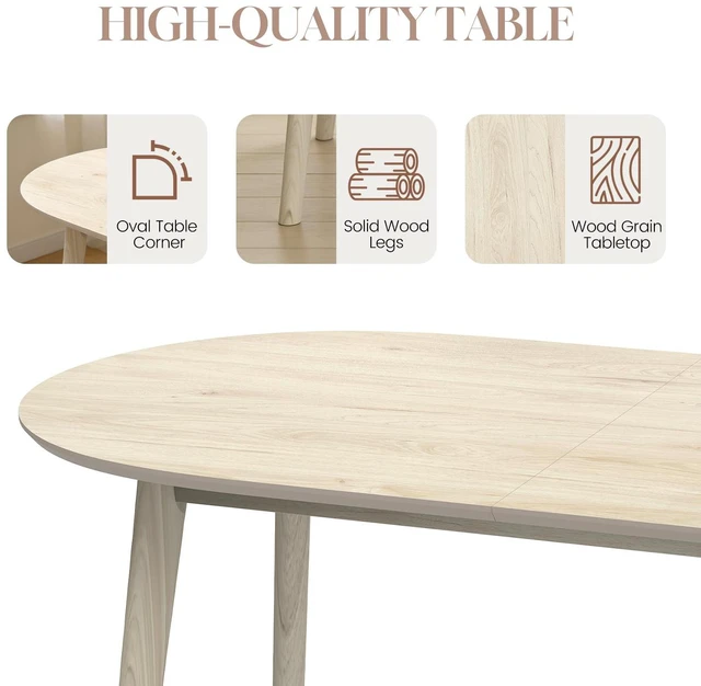 Alt view image 3 of 5 - 63 Inch Dining Table Set for 4 / 6,Modern Wood Dining Table,Leather Dining Chairs 4 / 6,Table and Chairs Set of 4 / 6,Ideal for Kitchen Dining Room