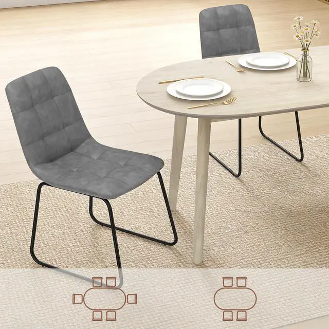 Alt view image 4 of 5 - 63 Inch Dining Table Set for 4 / 6,Modern Wood Dining Table,Leather Dining Chairs 4 / 6,Table and Chairs Set of 4 / 6,Ideal for Kitchen Dining Room