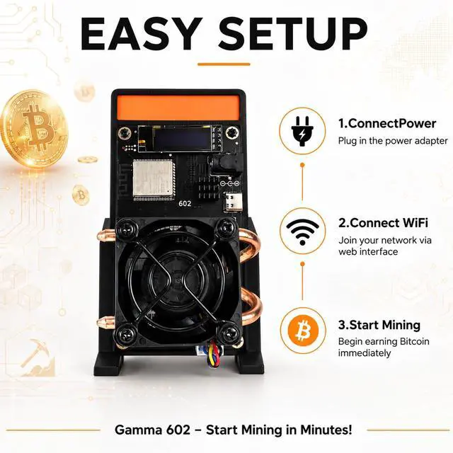 Alt view image 5 of 7 - Bitcoins Miner 601 Pro Lucky Crypto Lottery Miner with Open-Source System,Hash Rate Up to 1.8TH/S Low Power Home Solo ASIC Miner Bitcoin ASIC Solo Miner, BM1370 Chip, 2.4G Wi-Fi, AxeOS (Orange 1.8T)