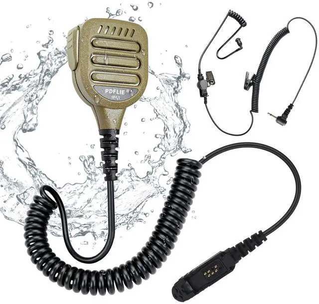 Main image of Pdflie IP65 8 Pin Waterproof Shoulder Mic Walkie Talkie Police Radio Speaker Microphone with 3.5mm Audio Jack Reinforced Cable Compatible with xpr3300e xpr3500e xpr 3300e 3500e (Color Coffee)