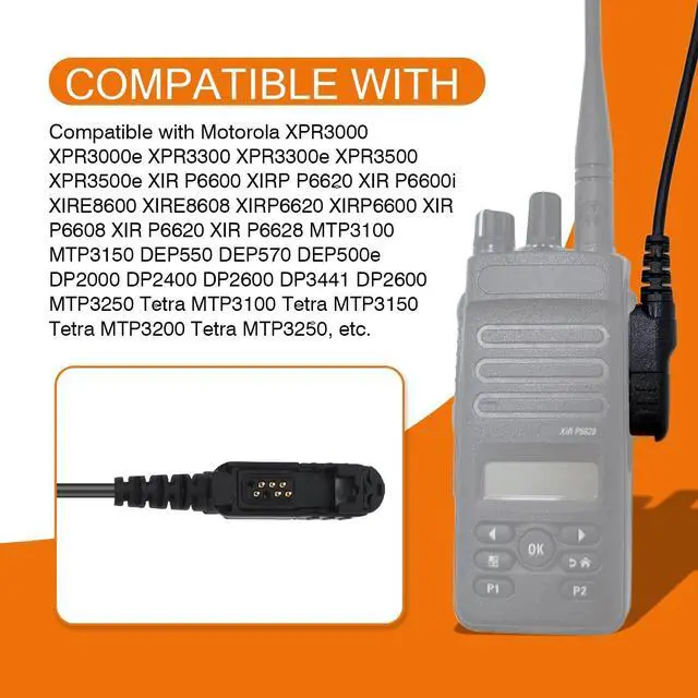 Alt view image 2 of 5 - Pdflie IP65 8 Pin Waterproof Shoulder Mic Walkie Talkie Police Radio Speaker Microphone with 3.5mm Audio Jack Reinforced Cable Compatible with xpr3300e xpr3500e xpr 3300e 3500e (Color Coffee)