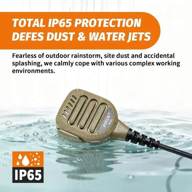 Alt view image 3 of 5 - Pdflie IP65 8 Pin Waterproof Shoulder Mic Walkie Talkie Police Radio Speaker Microphone with 3.5mm Audio Jack Reinforced Cable Compatible with xpr3300e xpr3500e xpr 3300e 3500e (Color Coffee)