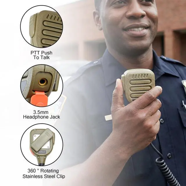 Alt view image 5 of 5 - Pdflie IP65 8 Pin Waterproof Shoulder Mic Walkie Talkie Police Radio Speaker Microphone with 3.5mm Audio Jack Reinforced Cable Compatible with xpr3300e xpr3500e xpr 3300e 3500e (Color Coffee)