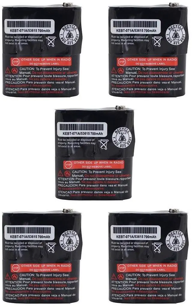 Main image of Karier 5 Pack 3.6V 700mAh Replacement Two-Way Radio Battery for Motorola 53615 m53615 KEBT-071-A KEBT-071-B KEBT-071-C KEBT-071-D Talkabout Radio MR350 MJ270 EM1000 T5000 FV500 FV800 T5950 T6000
