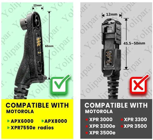 Alt view image 2 of 5 - Yolipar Two-Wire APX6000 XPR7550 Earpiece Surveillance Compatible with Motorola Radio APX4000 XPR7380 XPR7580 XPR7350e XPR7380e XPR7550e XPR7580e Walkie Talkie with PTT Mic Tansparent Tube Headset