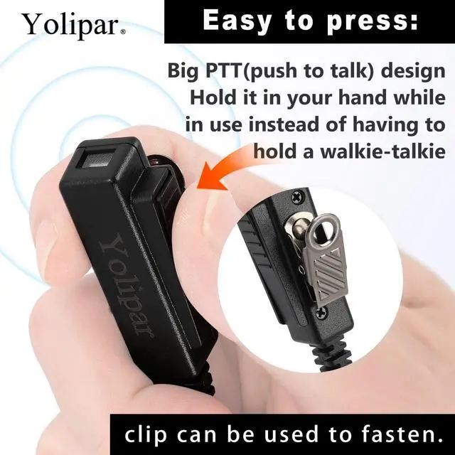 Alt view image 5 of 5 - Yolipar Two-Wire APX6000 XPR7550 Earpiece Surveillance Compatible with Motorola Radio APX4000 XPR7380 XPR7580 XPR7350e XPR7380e XPR7550e XPR7580e Walkie Talkie with PTT Mic Tansparent Tube Headset