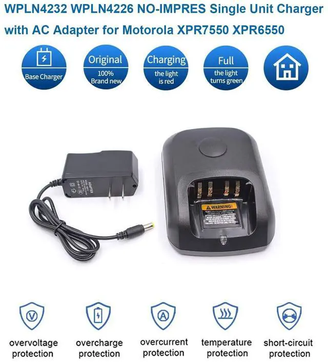 Alt view image 2 of 4 - Purzest WPLN4232 Charger Compatible for Motorola XPR7550 XPR6550 XPR6350 XPR3500 XPR3300e XPR7350e XPR7550e XPR7580e APX4000 APX1000 XiR P8268 Radio WPLN4226 WPLN4226A NO-IMPRES Single Unit