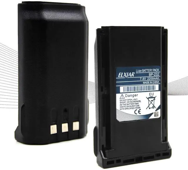 Main image of elxjar (2-Pack) 7.4V 2200mAh BP-232 Li-Ion Battery Replacement for Icom Radios A14 A14S F14 F14S F24 F33GT F43G F43GT F3011 F3021