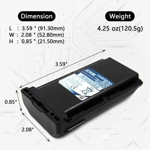 Alt view image 2 of 5 - elxjar (2-Pack) 7.4V 2200mAh BP-232 Li-Ion Battery Replacement for Icom Radios A14 A14S F14 F14S F24 F33GT F43G F43GT F3011 F3021