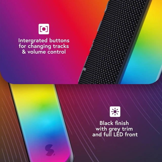 Alt view image 3 of 5 - styletech Portable Bluetooth Speaker with Front Face Full LED