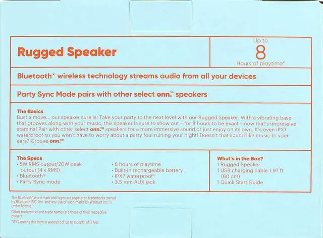 Alt view image 4 of 5 - onn. Portable Waterproof Rugged Bluetooth Speaker