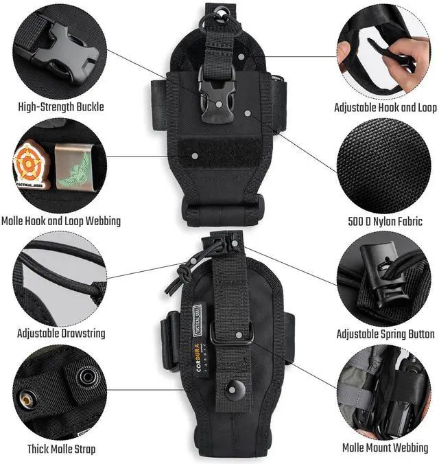 Alt view image 2 of 5 - TACTICAL GEEK Universal Radio Pouch, Molle Holster Accessories for Walkie Talkies, Radios Storage Case, Walkie Talkies Case Carrier Nylon Carry Bag, Adjustable Radio Holder for Portable Black