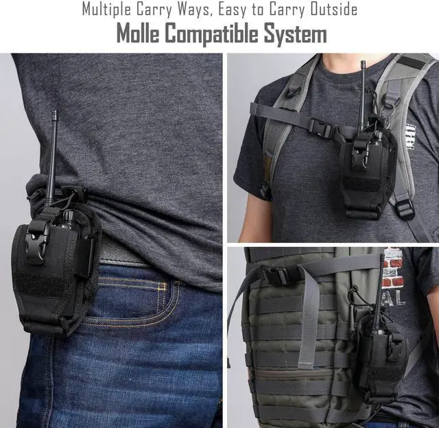 Alt view image 5 of 5 - TACTICAL GEEK Universal Radio Pouch, Molle Holster Accessories for Walkie Talkies, Radios Storage Case, Walkie Talkies Case Carrier Nylon Carry Bag, Adjustable Radio Holder for Portable Black