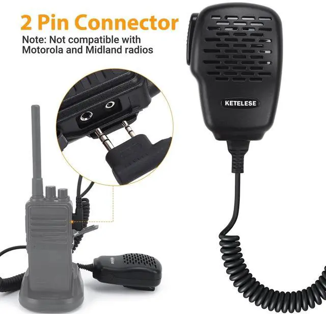 Alt view image 2 of 5 - KETELESE IP67 Waterproof Heavy Speaker Mic, 2 Pin Shoulder Mic with 3.5mm Audio Jack, Compatible with BaoFeng Retevis, Walkie Talkie Microphone-2 Pack