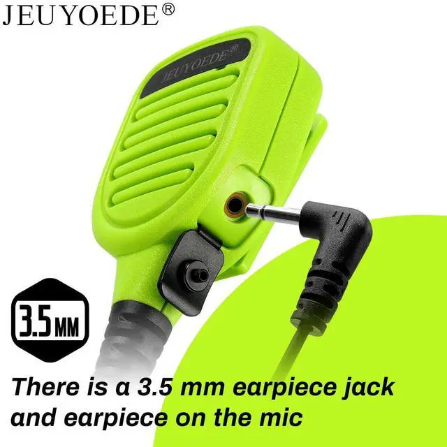 Alt view image 2 of 5 - JEUYOEDE Waterproof Radio Mic Remote Handheld Walkie Talkie Microphone with 3.5mm Audio Jack Compatible with Motorola XPR3300 XPR3300e XPR3500 XPR3500e Green