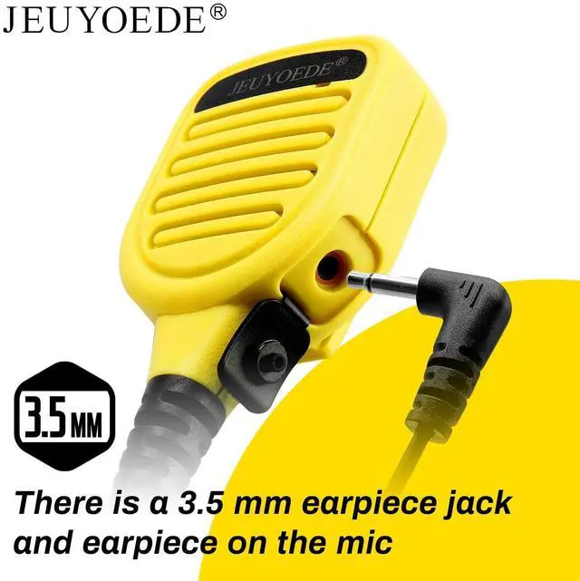 Alt view image 4 of 5 - JEUYOEDE Waterproof Walkie Talkie Microphone Remote Handheld Radio Mic with 3.5mm Audio Jack Compatible with Motorola APX1000 APX4000 APX6000 APX7000 XPR6350 XPR6550 XPR7550e Yellow