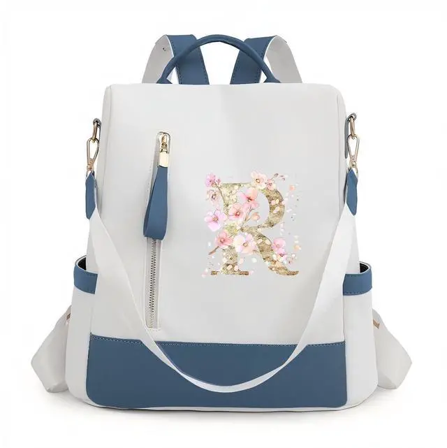 Main image of QIBANHUA Backpack for Women & Men 11 inches Laptop Backpack with Initials Backpack Purse with Anti-Theft Pocket Tote Shoulder Bag (R)