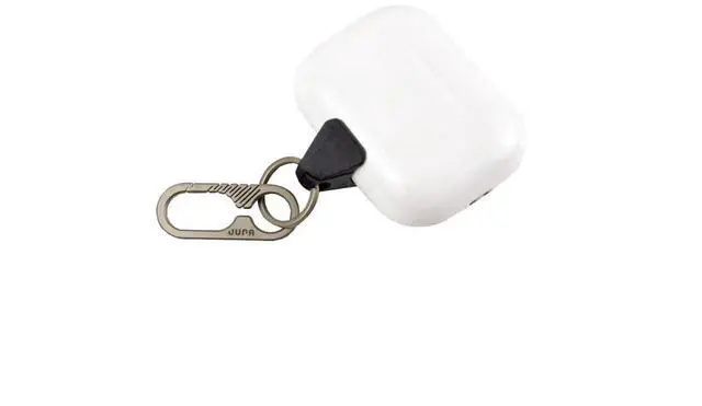 Main image of Jura Anchor for All Apple AirPods Titanium Carabiner Clip - Black Carbon Fiber Anchor AirPods Pro 3, Pro 2, AirPods 4 & Every Generation Keychain Lanyard Attachment Lightning & USB-C Inc
