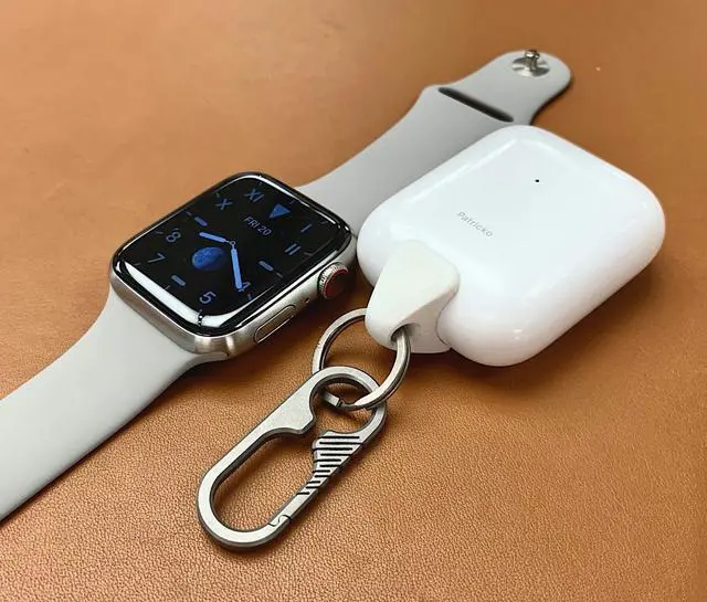 Alt view image 3 of 5 - Jura Anchor for All Apple AirPods Titanium Carabiner Clip - Black Carbon Fiber Anchor AirPods Pro 3, Pro 2, AirPods 4 & Every Generation Keychain Lanyard Attachment Lightning & USB-C Inc
