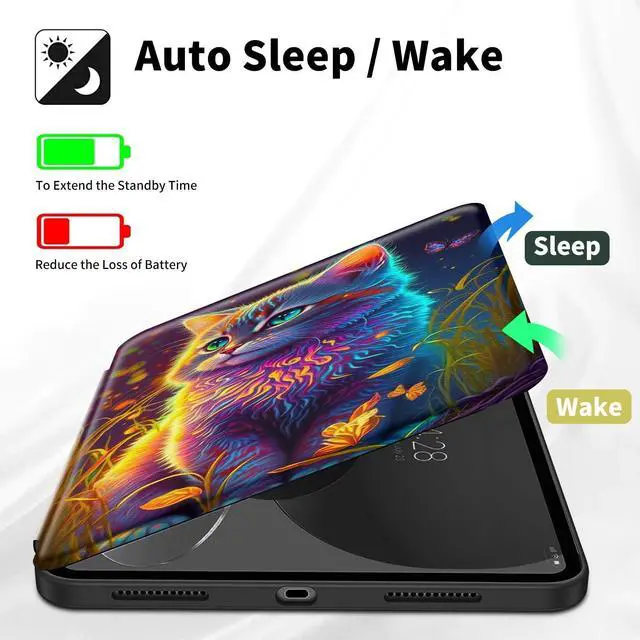 Alt view image 3 of 5 - CGFGHHUY Case for All-New Fire Max 11 Case 13th Generation 2023 Release 11 inch 360 Degree Rotating Stand Protective Smart Cover with Auto Wake Sleep - Watercolor Cat