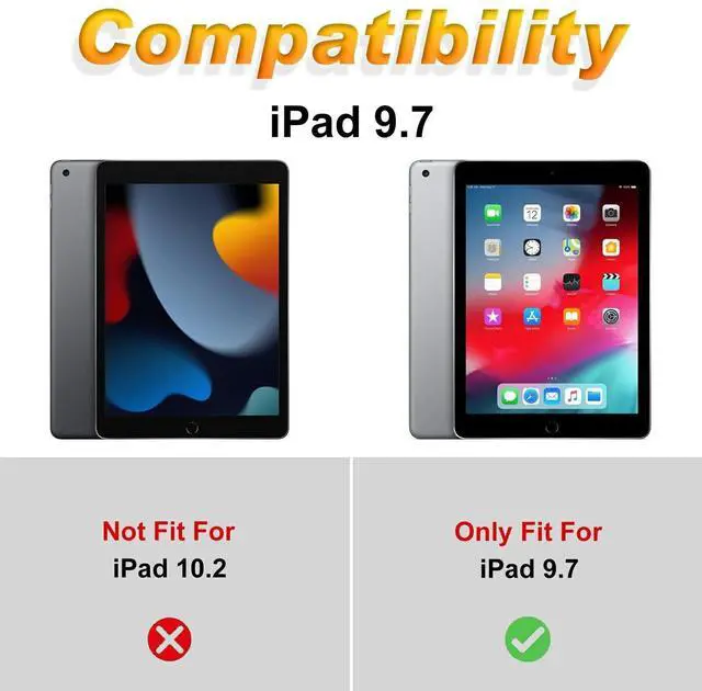 Alt view image 2 of 5 - Case for iPad 9.7 Inch iPad 6th/5th Generation Case 2018 2017(Model: A1893 A1954 A1822 A1823),Slim Lightweight Smart Shell Stand Cover for iPad 9.7 Inch 2018/2017,Blue Pink Roses Butterfly