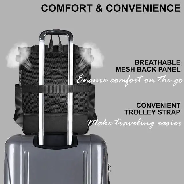 Alt view image 5 of 5 - Rangeland Unisex Laptop Tote Backpack Convertible Lightweight Nylon Water-Resistant Everyday Shoulder Tote bag Backpack with Water Bottle Pocket Work Travel, All Black