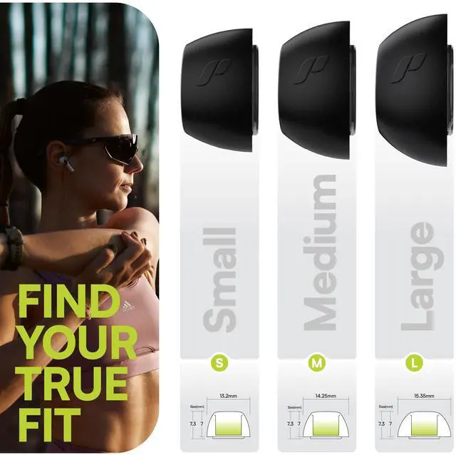 Alt view image 5 of 5 - KeyBudz HyperFoam Memory Foam Ear Tips for AirPods Pro 1st & 2nd Gen - Patented Comfort Core for Improved Fit and Noise Cancellation, Anti-Slip Replacement Buds (S/M/L, Black)