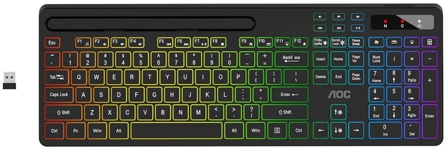 Main image of AOC KB600 Wireless Keyboard with 7-Color RGB Backlit, Light Up Keys - Black