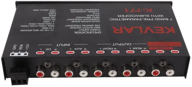 Alt view image 5 of 5 - Car Audio Equalizer, Low Pass 7 Band Car Graphic Equalizer High Level Input EQ with CD AUX Input and Rear Front SUB Output for Stereo System, HEADERBS8B61735SGY