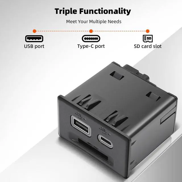 Alt view image 4 of 5 - AUROLYNNE Console USB Port Replacement 13525431 Compatible with Chevy Silverado 1500 2019/Blazer 2019,3-Port USB Adapter Upgrade for GMC Sierra 1500 2019/ Acadia 2020,Replace 13529869