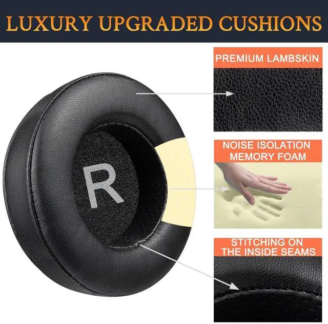 Alt view image 4 of 5 - SOULWIT Lambskin Earpads Replacement for AKG Pro Audio K52 K72 K92 M220 K240 K241 K242 K271 K272 K340 K550 K551 K553 S MKII MK2, Ear Pads Cushions with Noise Isolation Foam - Black