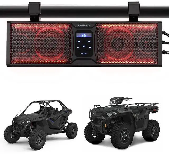 Main image of KEMIMOTO UTV Sound Bar 16 Inch ATV Speaker with RGB Lights BT V5.0 Marine-Grade IP65 Waterproof Compatible with Polaris RZR, Can-Am, CFMOTO, Zforce, Teryx Fits 1.75" - 2.25" Roll Cage
