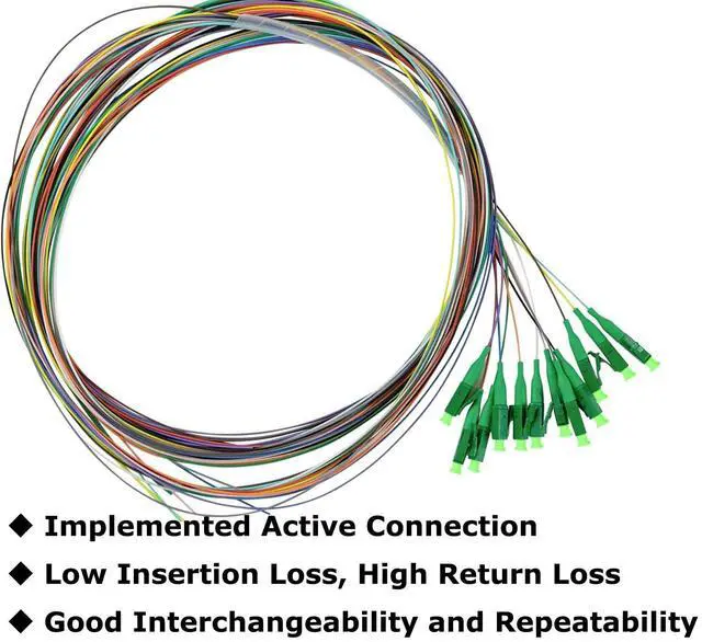 Alt view image 5 of 5 - Xunsomten 12 Strand LC/APC Fiber Optic Pigtail 1.2m LC Singlemode Fiber Pigtail for Networks Communication System,OS1/OS2, Compatible,9/125um,2 Packs