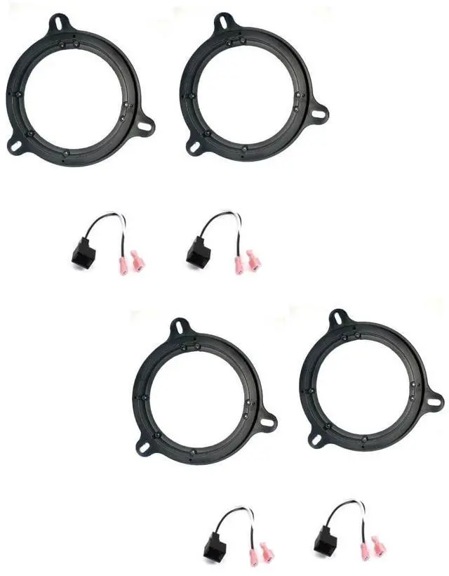 Main image of 2 Pair Front and Rear 6.5" 6.75" Car Stereo Door Speaker Install Bracket Plates and Wire Harness -Made for Nissan: 2009-2014 Cube, 1995-2016 Maxima, 2007-2018 Rogue, 2007-2024 Versa + More Vehicles