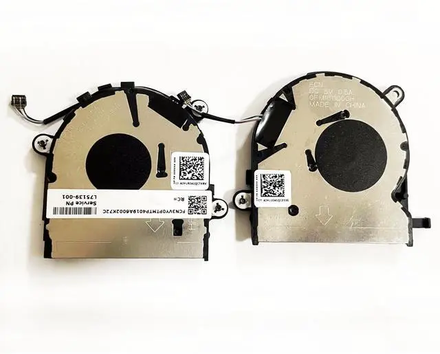 Alt view image 2 of 5 - Fleshy Leaf Replacement CPU+GPU Cooling Fan for HP EliteBook X360 1030 G4 HSN-Q20C Series 0FM160000H 0FM170000H