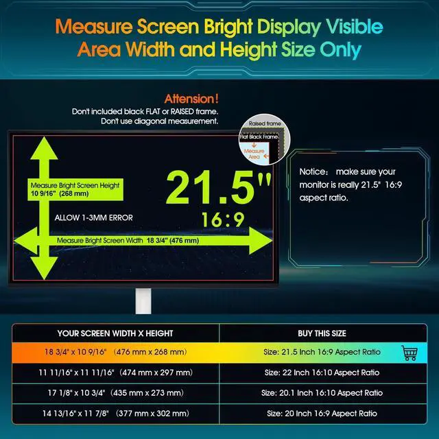 Alt view image 2 of 5 - YAKAI 2 Pack 21.5 Inch Computer Privacy Screen for 16:9 Aspect Ratio Widescreen Monitor, Computer Monitor Privacy Filter, Removable Protector Film